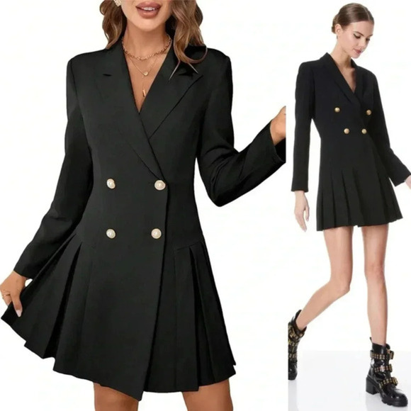 Alice + Olivia Kyrie Tuxedo Dress Black Size 12 - Picture 1 of 11